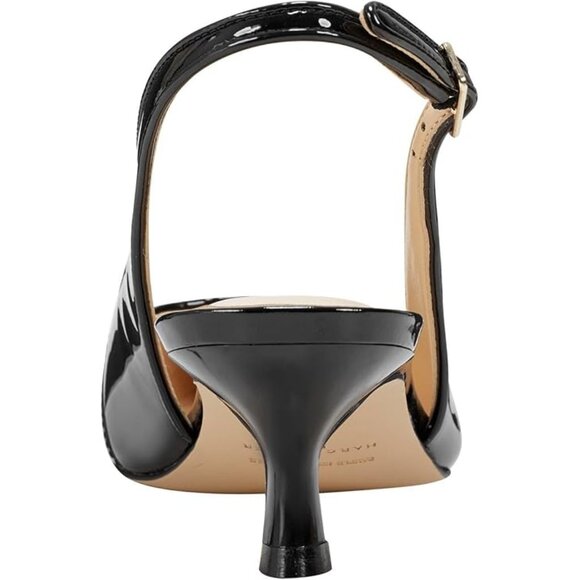 New In Box Marc Fisher Slingback Black Patent Leather Kitten Heels in Black 8 - Picture 3 of 7